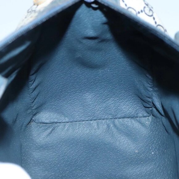 GUCCI GG Supreme Sherry Line Hand Bag PVC Navy Gold Red Auth 134690 - Picture 13 of 16